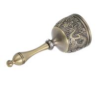 COOLHIYA Vintage Metal Hand Bell with Handle, Zinc Alloy Dragon Phoenix Pattern, and Loud Sound, European Style Service Bell for Teaching and Yoga