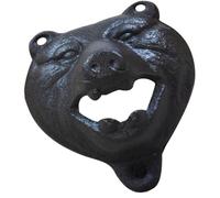 COOLHIYA Wall Mounted Bear Teeth Bottle Opener Black Iron Beer Lid Remover for Kitchen Party Home Decor