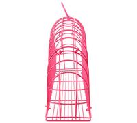 COOLHIYA Wear-resistant Stainless Steel Cat Bath Cage with Pink Mesh, Prevents Cat Feeling Oppressed, for Bathing and Grooming at Home
