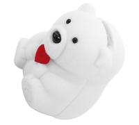 COOLHIYA White Bear Shape Ring Box with Flocking Material for Engagement and Home Use, Cartoon Style Jewelry Storage Case with Easy Carrying Feature, for Rings and Jewelry Presentation