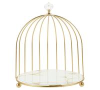 COOLHIYA White Iron Bird Cage Cake Stand for Desktop Cakes Elegant and Stylish for Event Decor and Afternoon Tea Party