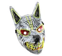 COOLHIYA Wolf Head Shiny Mask Adult Halloween Party Realistic Glowing Funny Scary Halloween Cosplay Costume Scray Creepy Horror Masks Luminous Nun Plastic Colorful