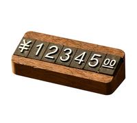 COOLHIYA Wood Price Display Cube with Digital Number Pricing Tag and Wooden Base for Retail Shop Counter, Disassemblable Design for Dry Foods and Vegetables Price Display