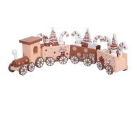 COOLHIYA Wooden Christmas Mini Train Set with Snowman Ornaments Festive Holiday Tabletop Decor for Mantel Shelf and Desktop Compact Portable Wood Construction Christmas Village Accent and