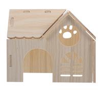 COOLHIYA Wooden Hamster Hideout Hut for Small Animals like Chinchilla and Dwarf Bunny, Providing Sense of Security and Stress Relief a Beige Small Animal Shelter