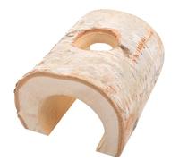 COOLHIYA Wooden Hamster Hideout Tunnel for Small Pets and Chinchillas, Natural Birch Bark Material with Comfortable Play and Sleep Shelter, Suitable for Cages and Boxes, Beige Hamster Tube