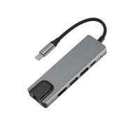 COOLHOOD 5 Port USB C Hubs Gigabit Ethernet HDTV Output USB2.0 USB3.0 PD100W Metal Housing Universals Laptop Companion USB C to Hdtv Networking Dongle