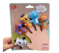 COOLHOOD 5 Rubber Animal Hand Puppets Soft PVC Toy for Toddler Sensory Development Interactive Play Activities Educational Finger Puppets for Toddler