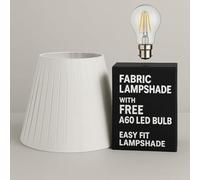 Coolie Fabric Lampshade with Free A60 LED Bulb Pleated White Ceiling Hanging Pendant Light Shade Modern Fabric Lamp Cover for Bedroom Living Room Kitchen and Home Decor