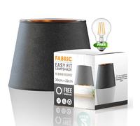 Coolie Lampshade 22cm Black Outer Gold Inner Fabric Lampshade with A60 LED Bulb - Modern Light Shade for Table Lamps, Floor Lamps, Bedroom, Living Room, Office & Hallway Home Décor