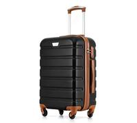 COOLIFE 24 Inch Medium Suitcase for Holiday Travel, Cruises and Studying Abroad, ABS+PC, Lightweight Durable Luggage with 360° Spinner Wheels, YKK Zipper, Telescopic Handle, TSA Lock, Black/Brown