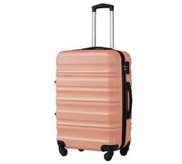 COOLIFE 24 Inch Medium Suitcase - Hard Shell Lightweight ABS+PC Luggage with 360° Silent Wheels & TSA Lock for Studying Abroad, Cruises & International Travel,Pink