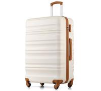 COOLIFE 24 Inch Medium Suitcase - Hard Shell Lightweight ABS+PC Luggage with 360° Silent Wheels & TSA Lock for Studying Abroad, Cruises & International Travel,White