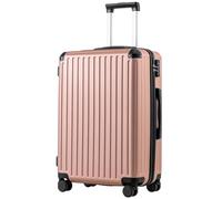 COOLIFE 24 Inch Medium Suitcase - Hardshell Trolley Lightweight ABS+PC Luggage with 360° Silent Wheels & TSA Lock, Telescopic Handle for Studying Abroad, Cruises & International Travel,Rose Gold