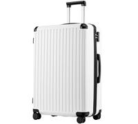 COOLIFE 28 Inch Large Suitcase - Hardshell Trolley Lightweight ABS+PC Luggage with 360° Silent Wheels & TSA Lock, Telescopic Handle for Business Trip,Long Haul Travel & Family Holidays,White