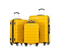 COOLIFE 3 Piece Luggage Set for Family Travel, Overseas Travel, ABS+PC, Lightweight Durable Suitcase with 360°Rubber Spinner Wheels, YKK Zipper, Telescopic Handle, TSA Lock, Lemon Yellow