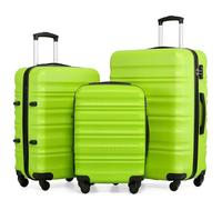 COOLIFE 3-Piece Suitcase Set 28+24+20 Inch - Hard Shell Lightweight ABS+PC Luggage with 360° Silent Wheels & TSA Lock for Family Travel, Overseas Travel, Green