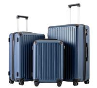 COOLIFE 3-Piece Suitcase Set 28+24+20 Inch - Hardshell Trolley Lightweight ABS+PC Luggage with 360° Silent Wheels & TSA Lock, Telescopic Handle for Family Travel, Overseas Travel, Dark Blue