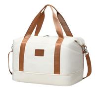 COOLIFE Cabin Bag 45×36×20cm for Easyjet Airlines, Travel Duffel Bag with Trolley Sleeve, Travel Holdall Carry-on Hand Luggage, Weekend Bags for Women (White)