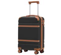COOLIFE Cabin Suitcase 55×35×20cm for Ryanair Airlines Carry on Cabin Luggage Hard Shell Suitcase Lightweight with TSA Lock and 4 Dual-Spinners Wheels (Black/Brown, 55 x 35 x 20cm)