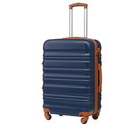 COOLIFE Carry On Suitcase 20 Inch, Durable ABS+PC Hardshell Travel Luggage with TSA Lock & 4 Spinner Wheels, Cabin Bag for Weekend Getaway Business Travel Fits EasyJet & Ryanair（Apricot Navy）