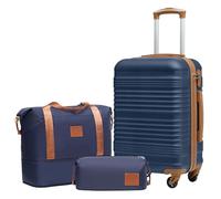 COOLIFE Carry on Suitcase, 20-Inch Luggage Sets 3 Piece Suitcase Set ABS Hard Shell, Cabin Suitcase with Expandable Travel Duffels Bag & Toiletry Bag Included TSA Lock and 4 Spinner Wheels for Travel