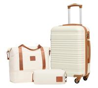 COOLIFE Carry on Suitcase, 20-Inch Luggage Sets 3 Piece Suitcase Set ABS Hard Shell, Cabin Suitcase with Expandable Travel Duffels Bag ＆ Toiletry Bag Included TSA Lock and 4 Spinner Wheels for Travel
