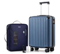 COOLIFE EasyJet Vacuum Cabin Suitcase 55X40X20cm + Vacuum Bag for Travel +60% with Pump | ABS Hard Shell, 8 Wheels & TSA Lock - for Ryanair, Europe, Business, Study Abroad, Cruise | Carry On Suitcase