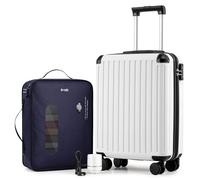 COOLIFE EasyJet Vacuum Cabin Suitcase 55X40X20cm + Vacuum Bag for Travel +60% with Pump | ABS Hard Shell, 8 Wheels & TSA Lock - for Ryanair, Europe, Business, Study Abroad, Cruise | Carry On Suitcase