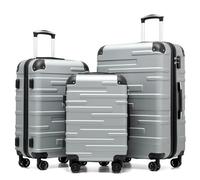 COOLIFE Hard Shell Suitcase with TSA Lock and 4 Spinner Wheels Lightweight Durable (Bright Silver, 3 Pcs Set)
