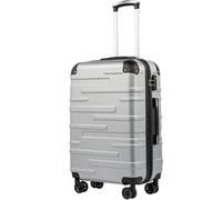 COOLIFE Hard Shell Suitcase with TSA Lock and 4 Spinner Wheels Lightweight Durable (Bright Silver, L(77cm 93L))