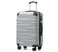 COOLIFE Hard Shell Suitcase with TSA Lock and 4 Spinner Wheels Lightweight Durable (Bright Silver, M(67cm 60L))