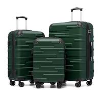 COOLIFE Hard Shell Suitcase with TSA Lock and 4 Spinner Wheels Lightweight Durable (Dark Green, 3 Pcs Set)