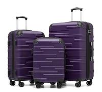 COOLIFE Hard Shell Suitcase with TSA Lock and 4 Spinner Wheels Lightweight Durable (Grayish Purple, 3 Pcs Set)