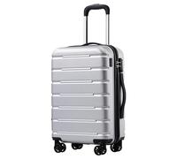 COOLIFE Hard-Shell Trolley case, Travel Suitcase Lightweight and Robust PC+ABS Material, Carry-on Luggage with Telescopic Handle, TSA Lock and 4 Wheels Durable (Silver, S)