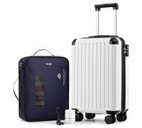 COOLIFE Ryanair Vacuum Cabin Suitcase 55X35X20cm + Vacuum Bag for Travel +60% with Pump | ABS Hard Shell, 8 Wheels & TSA Lock - for EasyJet, Europe, Business, Study Abroad, Cruise | Carry On Suitcase