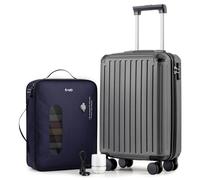 COOLIFE Ryanair Vacuum Cabin Suitcase 55X35X20cm + Vacuum Bag for Travel +60% with Pump | ABS Hard Shell, 8 Wheels & TSA Lock - for EasyJet, Europe, Business, Study Abroad, Cruise | Carry On Suitcase