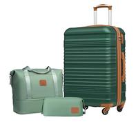 COOLIFE Suitcase Large, 24-Inch Luggage Sets 3 Piece Suitcase Set ABS Hard Shell, Trolley Carry On Suitcase with Expandable Travel Duffels Bag ＆ Toiletry Bag Included TSA Lock and 4 Spinner Wheels