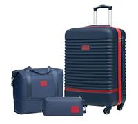 COOLIFE Suitcase Set 3PC - 24" Lightweight ABS Hard Shell Luggage + Travel Bag， Medium Suitcase with 360° Wheels, TSA Locks for Family Travel, Cruise & Long Trips Blue/Red