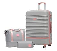 COOLIFE Suitcase Set 3PC - 28" Lightweight ABS Hard Shell Luggage + Travel Bag， Large Suitcase with 360° Wheels, TSA Locks for Family Travel, Cruise & Long Trips Grey/Pink