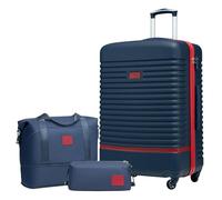 COOLIFE Suitcase Set 3PC - 28" Lightweight ABS Hard Shell Luggage + Travel Bag， Large Suitcase with 360° Wheels, TSA Locks for Family Travel, Cruise & Long Trips Blue/Red