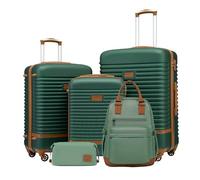COOLIFE Suitcase Set, 5 Piece Luggage Sets with Travel Backpack & Wash Bag | 20"+24"+28" Suitcase for Family Travel, Lightweight ABS, TSA Lock, YKK Zipper, 360° Spinner Wheels, Telescopic Handle