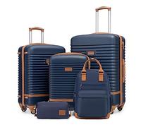 COOLIFE Suitcase Set, 5 Piece Luggage Sets with Travel Backpack & Wash Bag | 20"+24"+28" Suitcase for Family Travel, Lightweight ABS, TSA Lock, YKK Zipper, 360° Spinner Wheels, Telescopic Handle