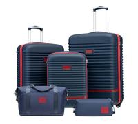 COOLIFE Suitcase Set 5PC: 28/24/20" + Weekenders, ABS Hard Shell Lightweight, 360°Wheels & TSA Locks Travel Luggage Sets - for Europe, Cruise, Study Abroad & Family Travel Blue/Red