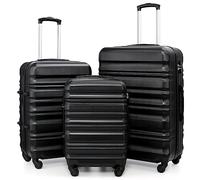 COOLIFE Suitcase Set of 3, Hard Shell Large Medium Cabin Luggage Set with TSA Lock & 4 Spinner Wheels for Business & Family Travel (Black, 3 Pcs Set)