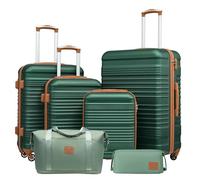 COOLIFE Suitcase Sets 6 Piece, Luggage Sets ABS Hard Shell, Durable Travel Luggage with Expandable Travel Duffels Bag ＆ Toiletry Bag Included TSA Lock and 4 Spinner Wheels for Travel, 16" 20" 24" 28"