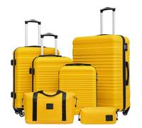 COOLIFE Suitcase Sets 6 Piece, Luggage Sets ABS Hard Shell, Durable Travel Luggage with Expandable Travel Duffels Bag ＆ Toiletry Bag Included TSA Lock and 4 Spinner Wheels for Travel, 16" 20" 24" 28"