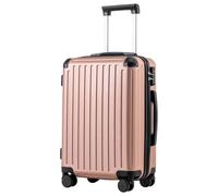 COOLIFE Suitcase Trolley Carry on Hand Cabin Luggage Hard Shell Suitcase Lightweight ABS Material with TSA Lock Telescopic Handle and 4 Dual Spinner Wheels (Rose Gold, 20 Inch)