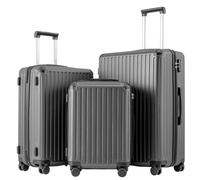 COOLIFE Suitcase Trolley Carry on Hand Cabin Luggage Hard Shell Suitcase Lightweight ABS Material with TSA Lock Telescopic Handle and 4 Dual Spinner Wheels (Grey, 3 Piece Set)