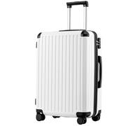 COOLIFE Suitcase Trolley Carry on Hand Cabin Luggage Hard Shell Suitcase Lightweight ABS Material with TSA Lock Telescopic Handle and 4 Dual Spinner Wheels (White, 24 Inch)